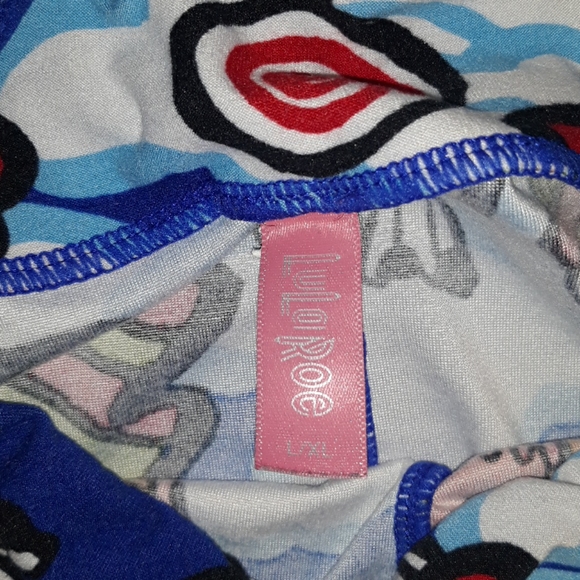 Xmas Leggings Lularoe L/XL Snow blue red white - Picture 6 of 6